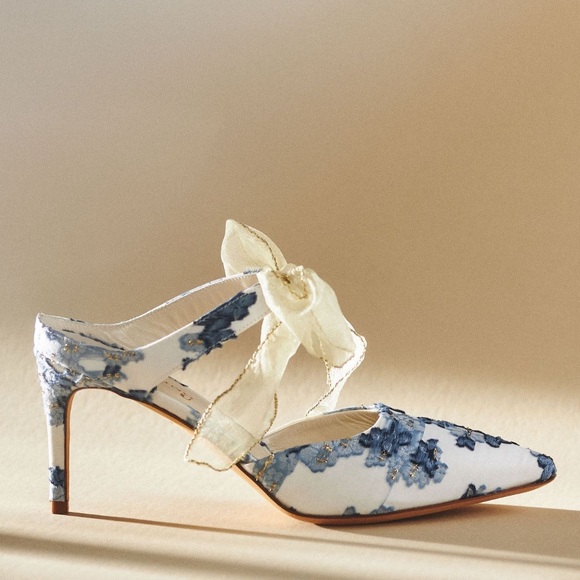 Something Bleu heels from Anthropologie. Worn a few hours for rehearsal dinner. - Picture 1 of 3